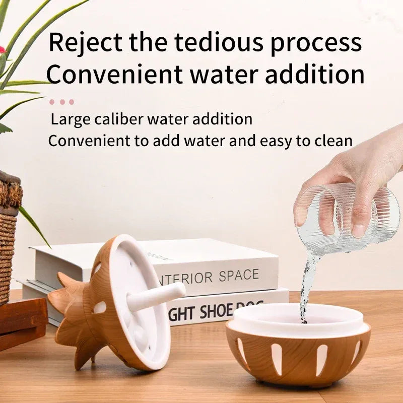 Wood Grain Flower Humidifier – USB Mini Aroma Diffuser