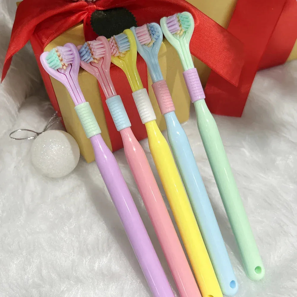 3-Sided Toothbrush with Tongue Cleaner – Soft Bristles