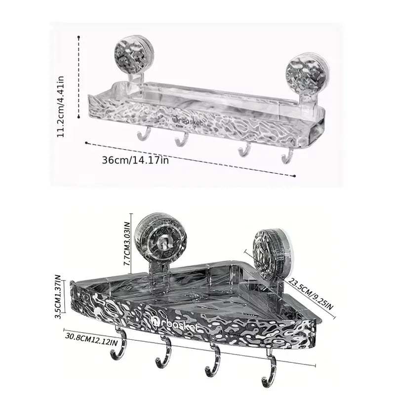 Glacier Pattern Shower Suction Cup Shelf – Bathroom Organizer
