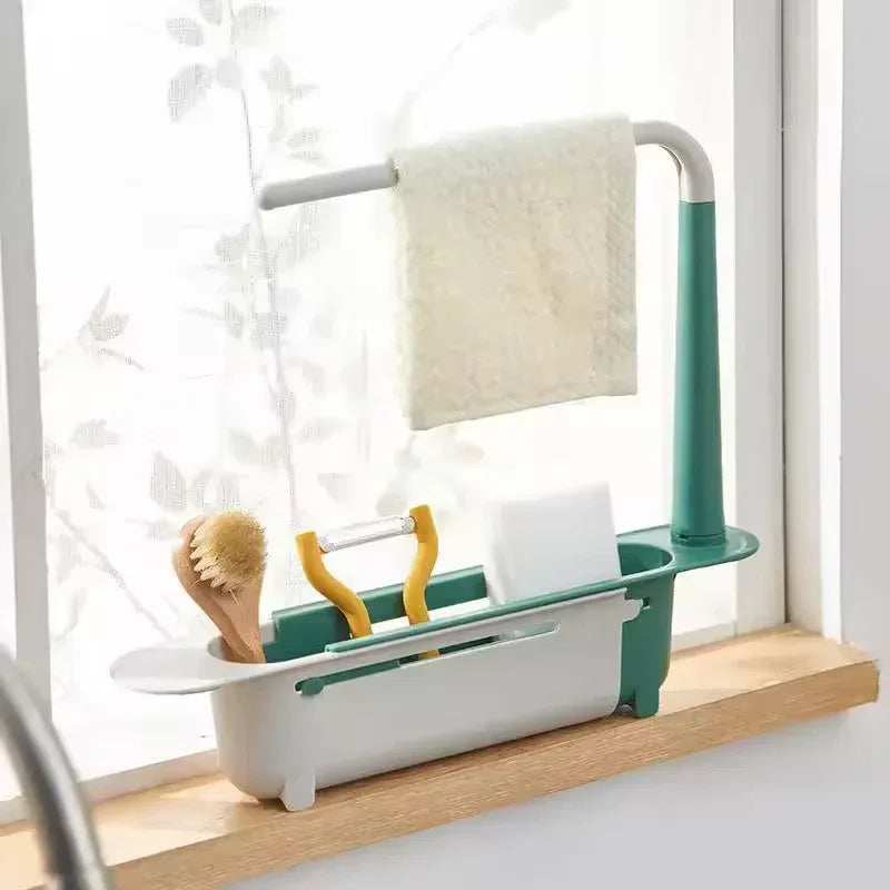Telescopic Sink Drain Rack – Expandable Sponge Holder & Storage Basket