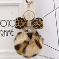 Leopard Bow Fur Ball Keychain – Luxury Fluffy Charm