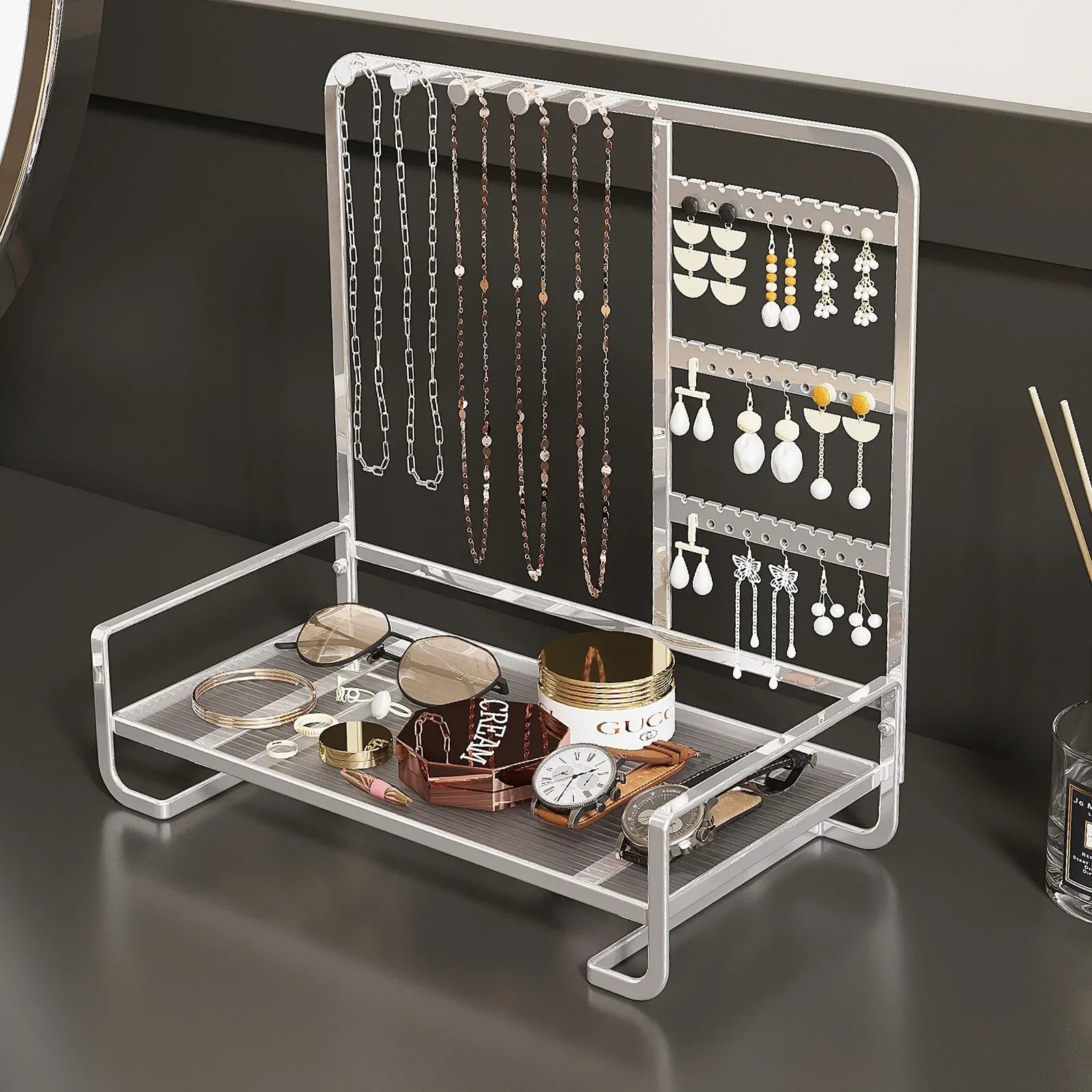 Luxury Wrought Iron Jewelry Display Stand & Organizer