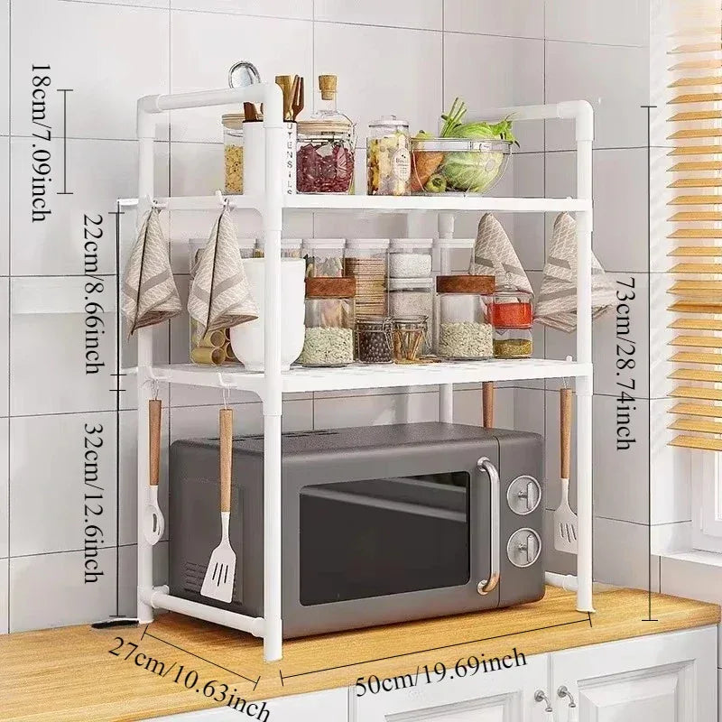 2-Layer Microwave Oven Storage Rack – Kitchen Organizer