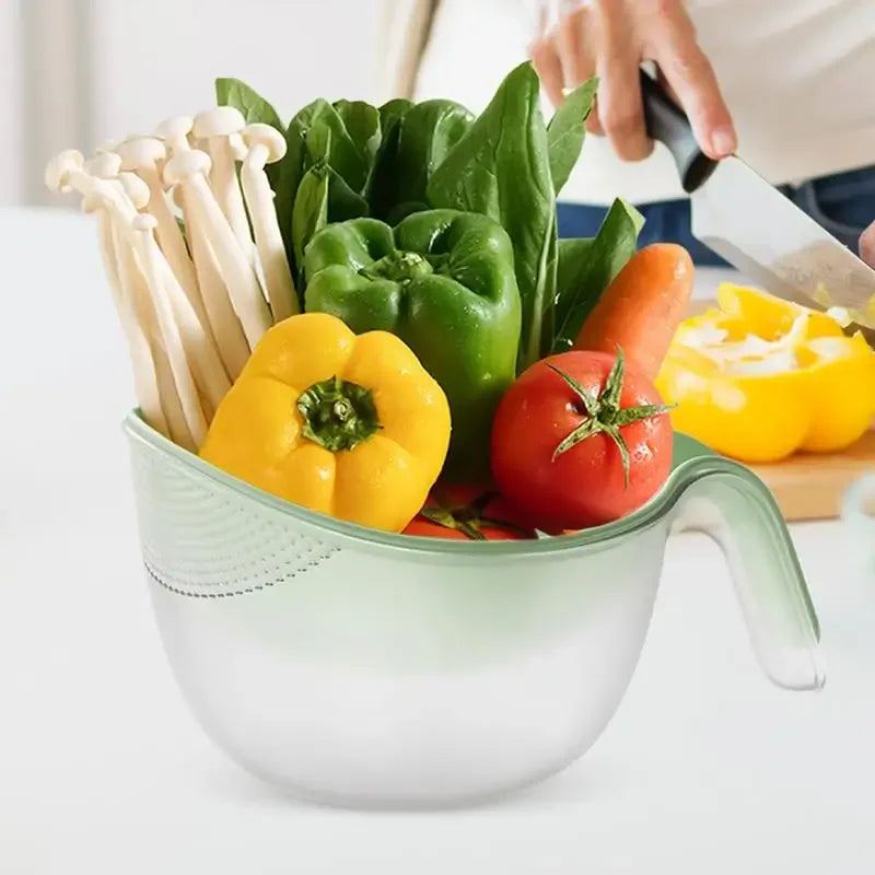 Double Layer Fruit Washing Basket & Rice Strainer