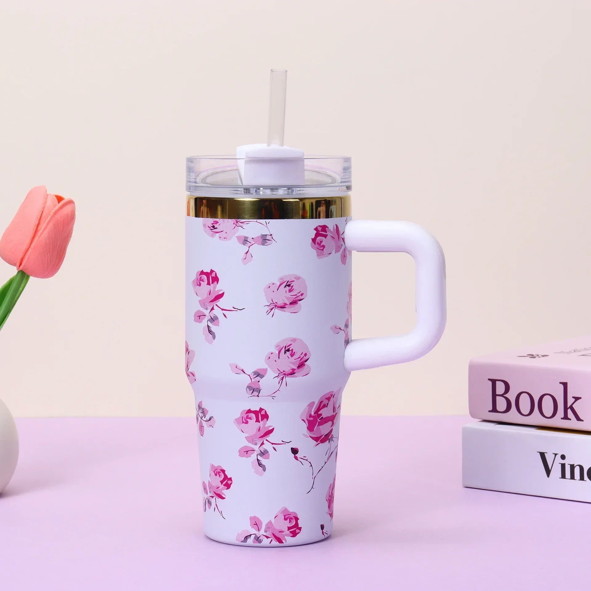 Stanley-Style Mini 40oz Floral Tumbler – Durable & Stylish