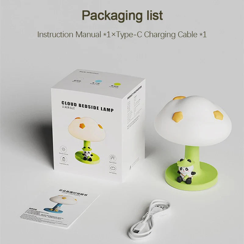 Panda Cloud USB Rechargeable Night Light - Dimmable Touch Sensor Bedside Lamp