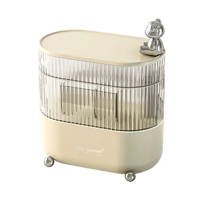 Light Luxury Rotating Storage Box – Dust-Proof Desktop Organizer for Jewelry & Cosmetics