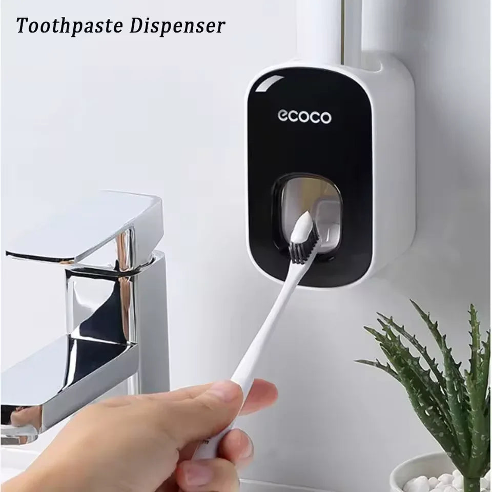 Wall-Mount Toothbrush Holder & Automatic Toothpaste Dispenser
