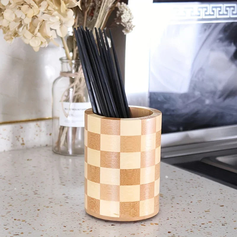 Bamboo Kitchen Utensil Holder – Natural Wood