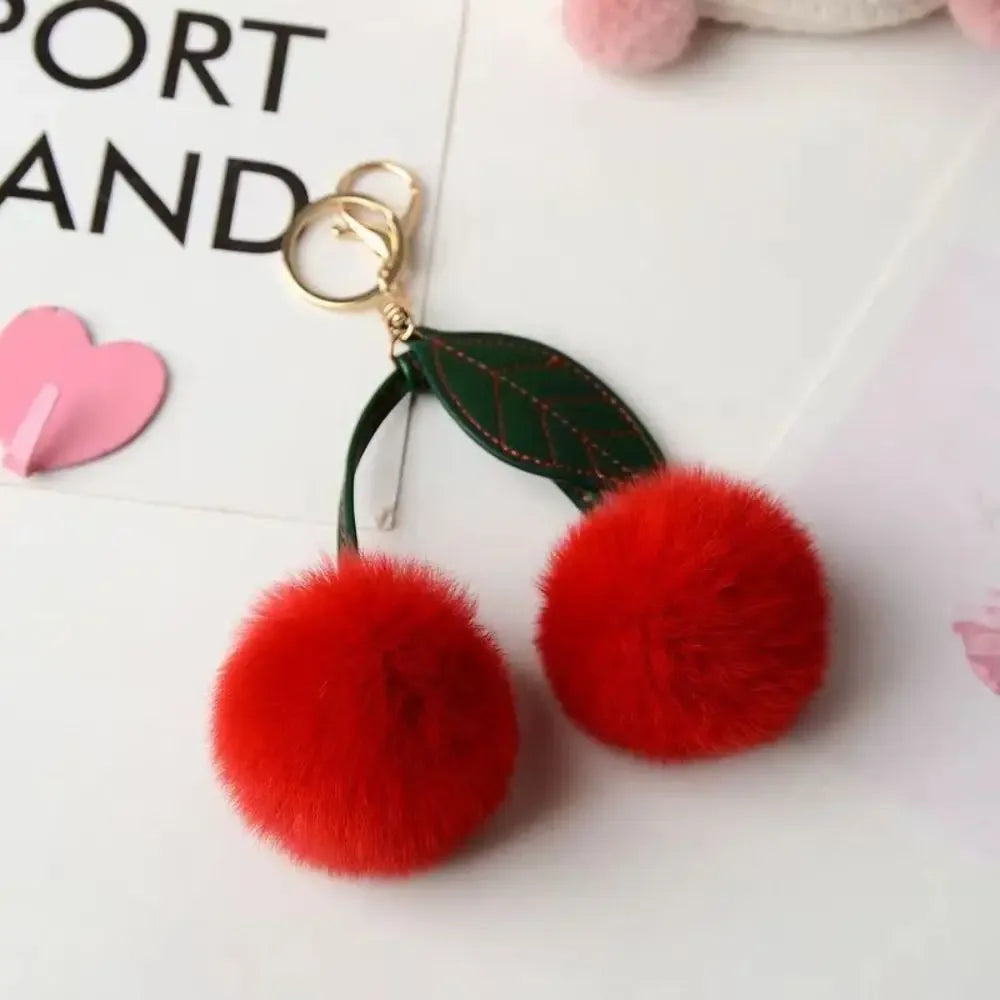 Cherry Plush Toy Keychain – Colorful & Fluffy (Random Color)