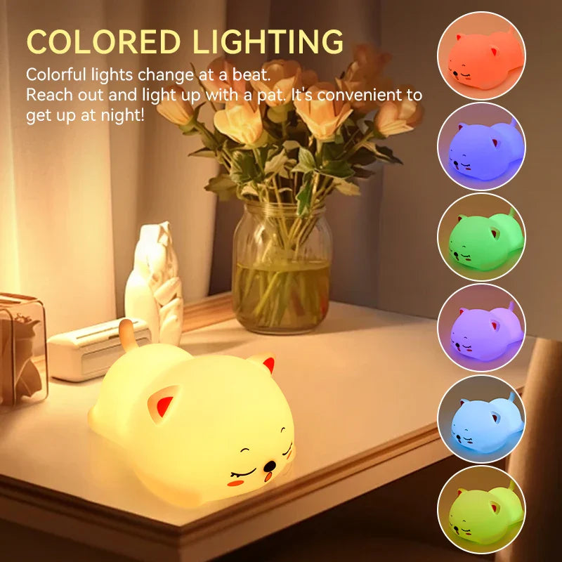 Sleeping Cat Silicone Lamp – USB Rechargeable