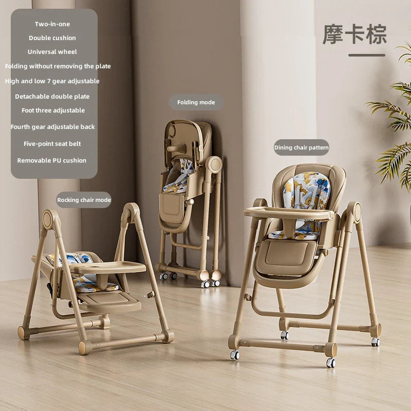 Foldable Baby Dining Chair with Rocking Seat