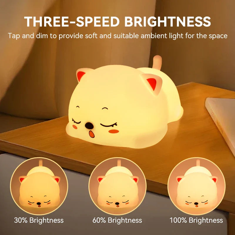 Sleeping Cat Silicone Lamp – USB Rechargeable