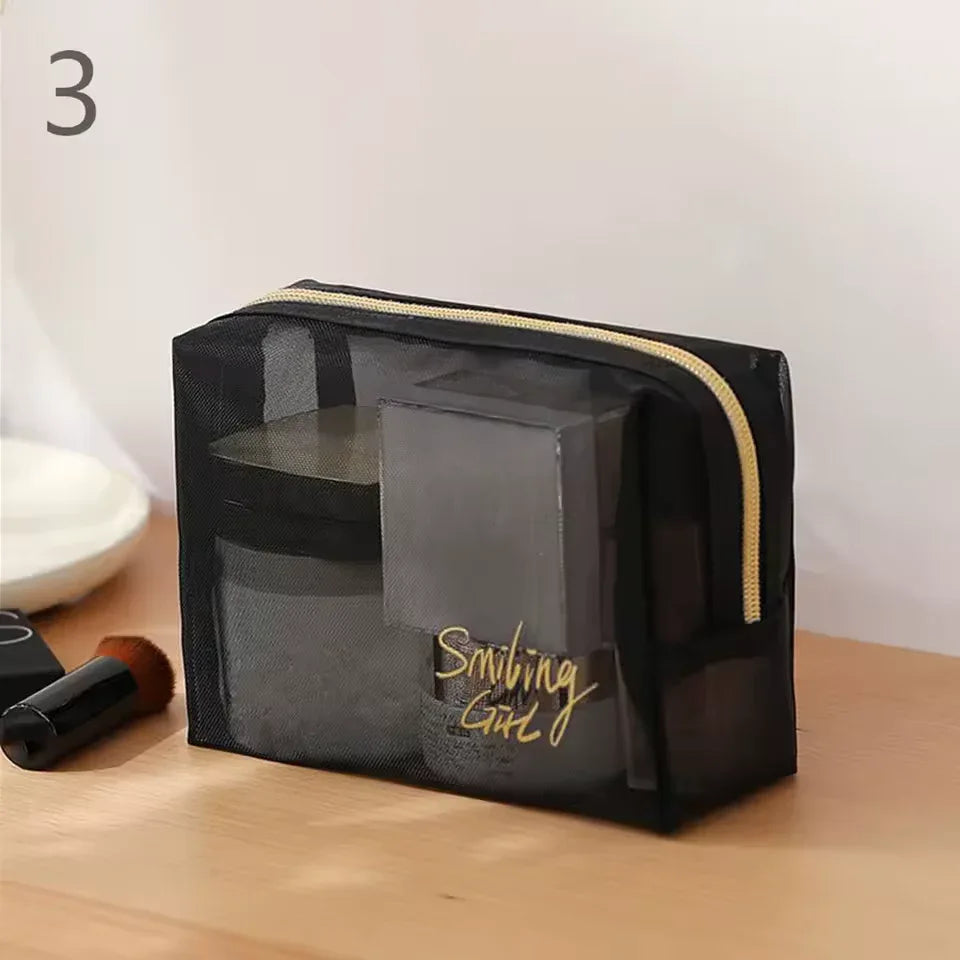 5-Piece Mesh Cosmetic Organizer Set – Makeup & Toiletry Storage Bags
