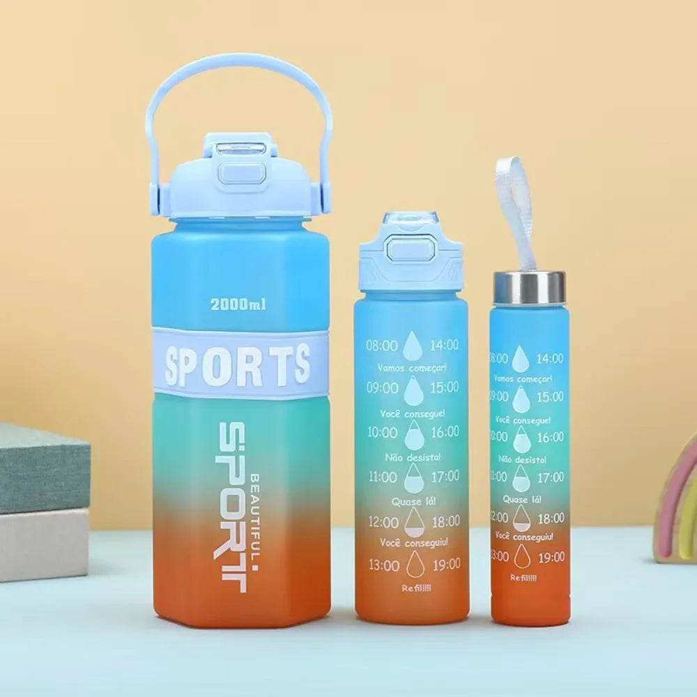 3-Piece Sports Water Bottle Set – Large Capacity Leak-Proof (Random)