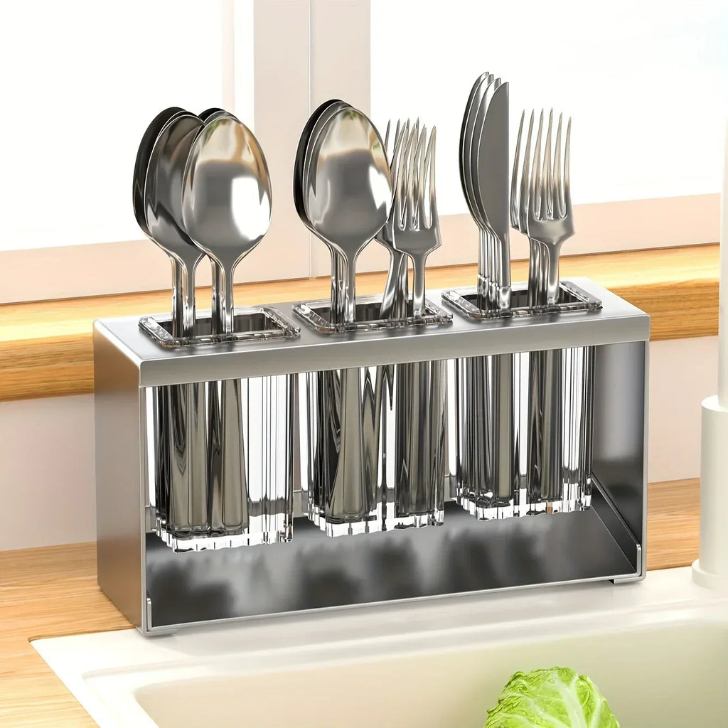 Premium Stainless Steel Utensil Holder with Drain