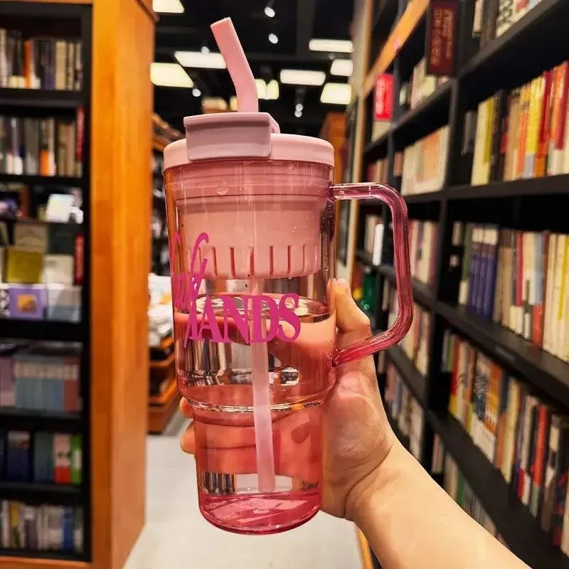 1200ml Large Capacity Water Bottle – Dual Straw Cup (Random Color)