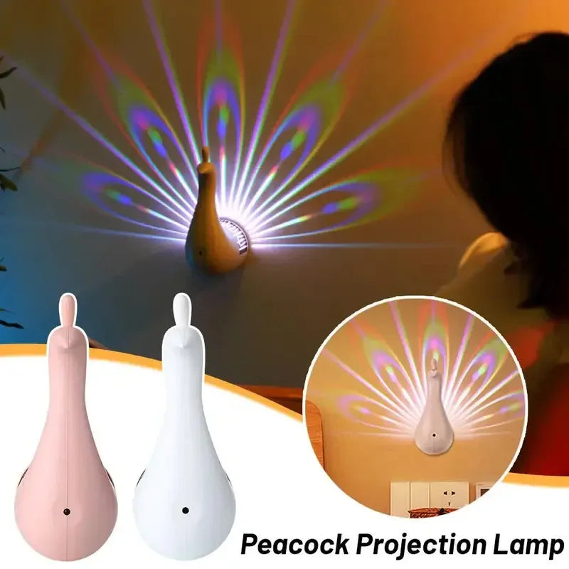 Peacock Projector Lamp with Remote – 9-Mode Night Light