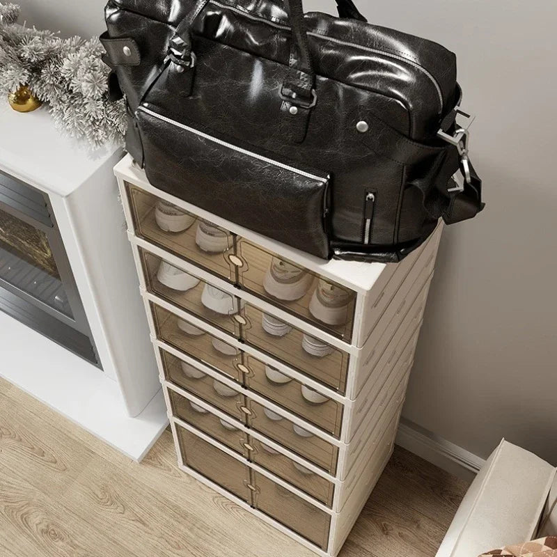 Foldable Shoe Cabinet Rack - No-Installation Transparent Storage Box