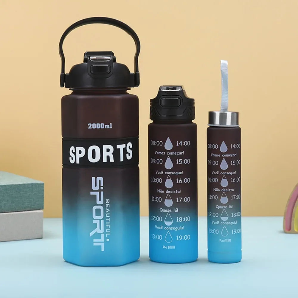 3-Piece Sports Water Bottle Set – Large Capacity Leak-Proof (Random)