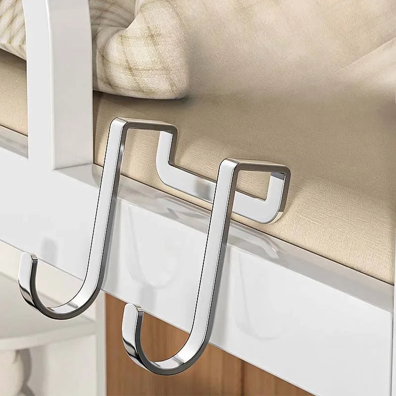 Pack of 3 Stainless Steel S-Shaped Over-Door Hooks – No Drilling Hangers