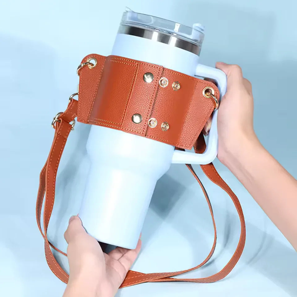 Water Tumbler Holder with Strap – 40oz PU Bottle Pouch (Random)