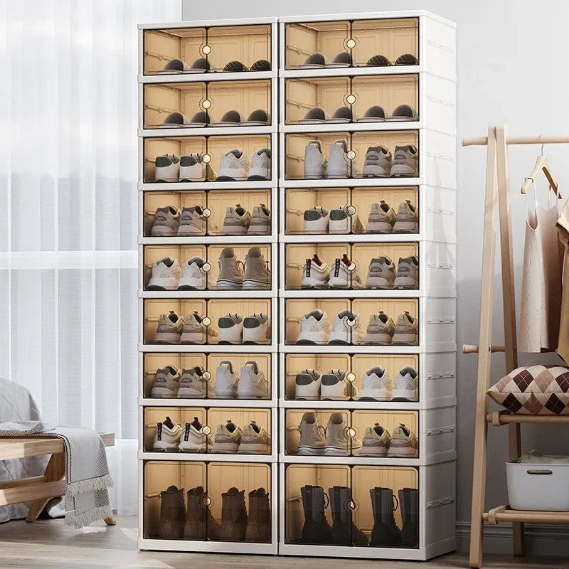 Foldable Shoe Cabinet Rack - No-Installation Transparent Storage Box