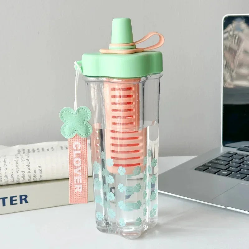 Large Plastic Straw Cup – Portable Tea & Water Infuser (Random Color)