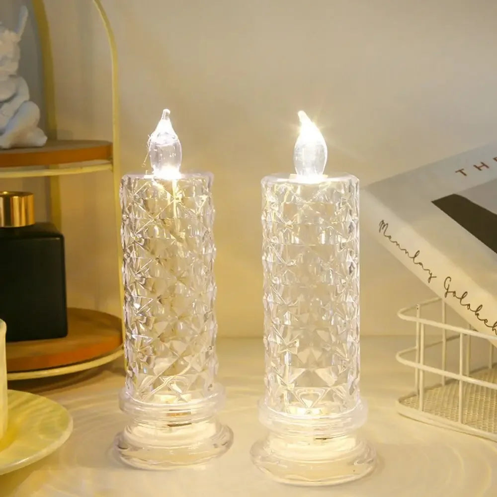 Rose Projection Crystal LED Candle Light – Romantic Lamp (each)