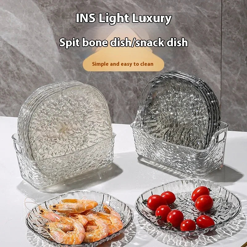 8-Piece Plastic Bone Plates – Small Snack & Dining Dishes