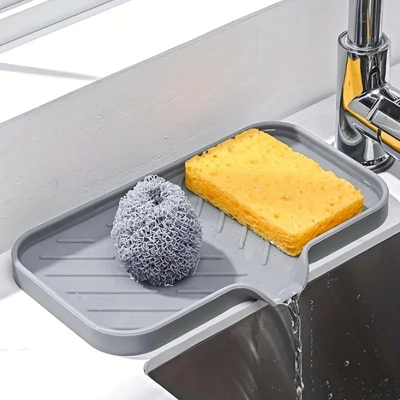 Silicone Sink Tray – Self-Draining Kitchen Sponge & Soap Holder