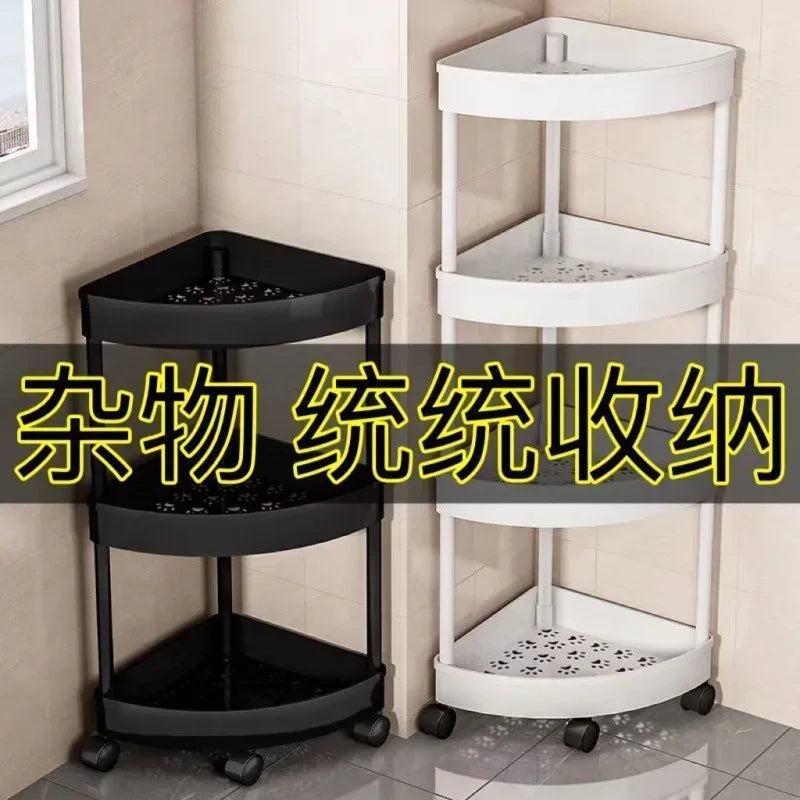 4-Layer Corner Bathroom Rack – Floor-to-Ceiling Triangle Storage Shelf