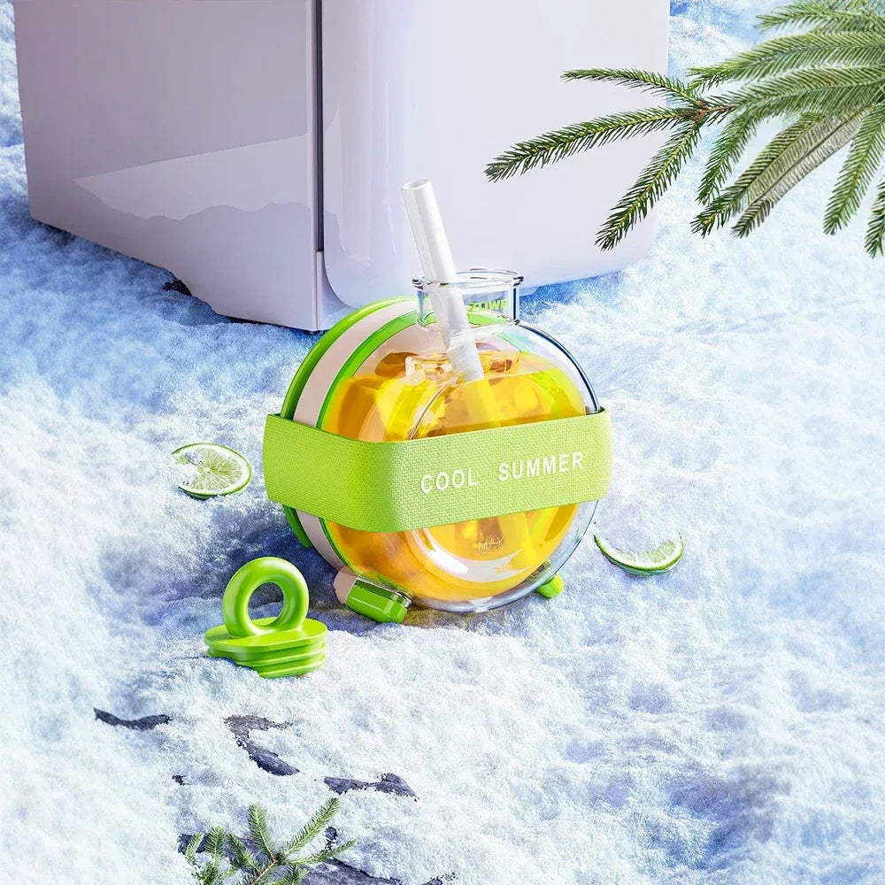 350ml Summer Dopamine Ice Lattice Straw Cup – Creative Cooling Drink Bottle