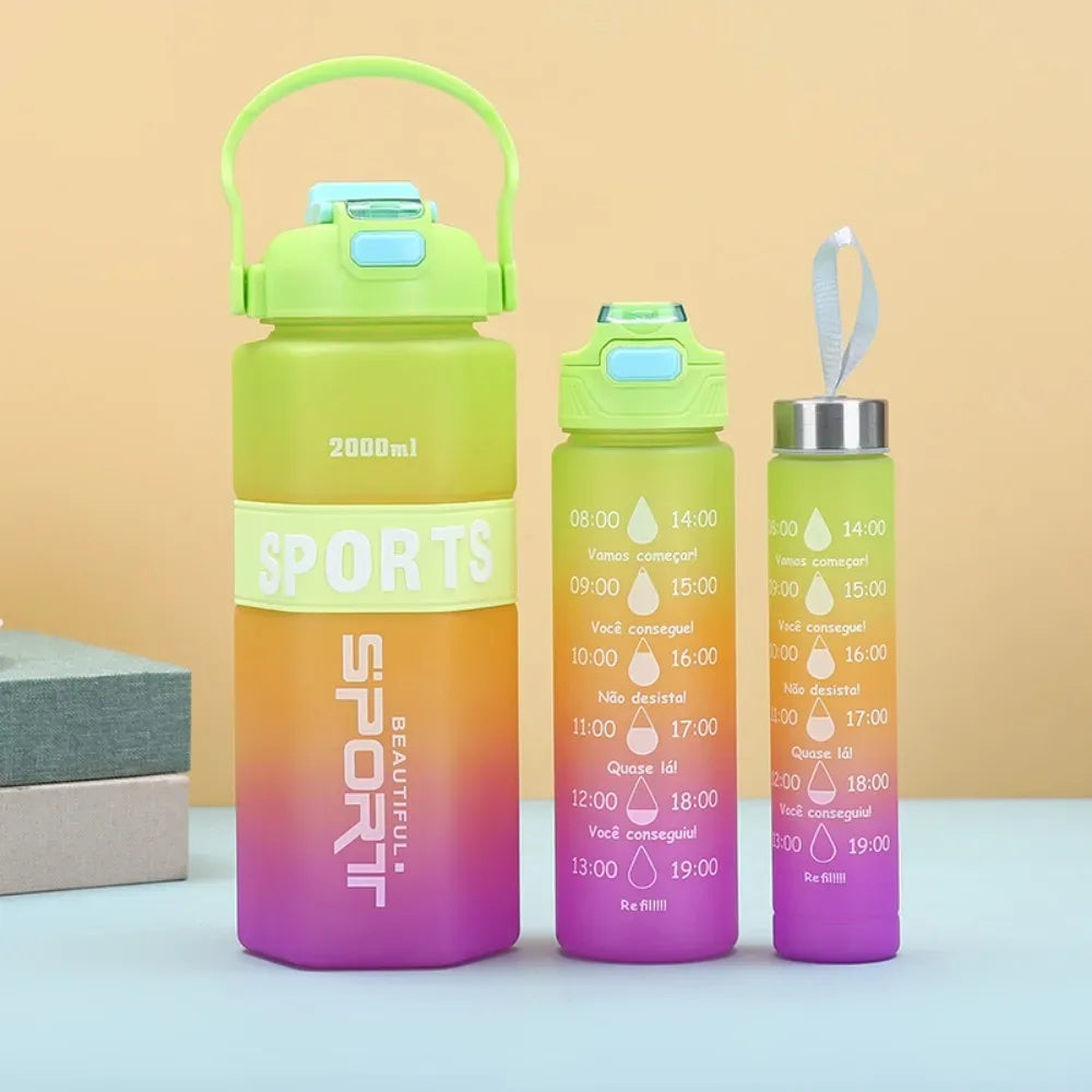 3-Piece Sports Water Bottle Set – Large Capacity Leak-Proof (Random)