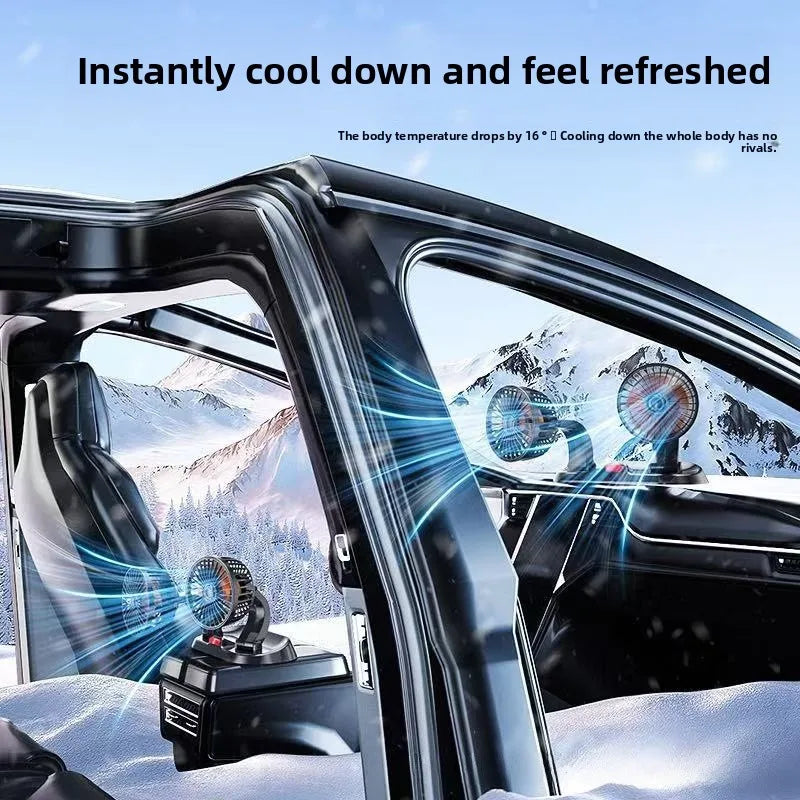 Dual Head 360° Car Cooling Fan 12V