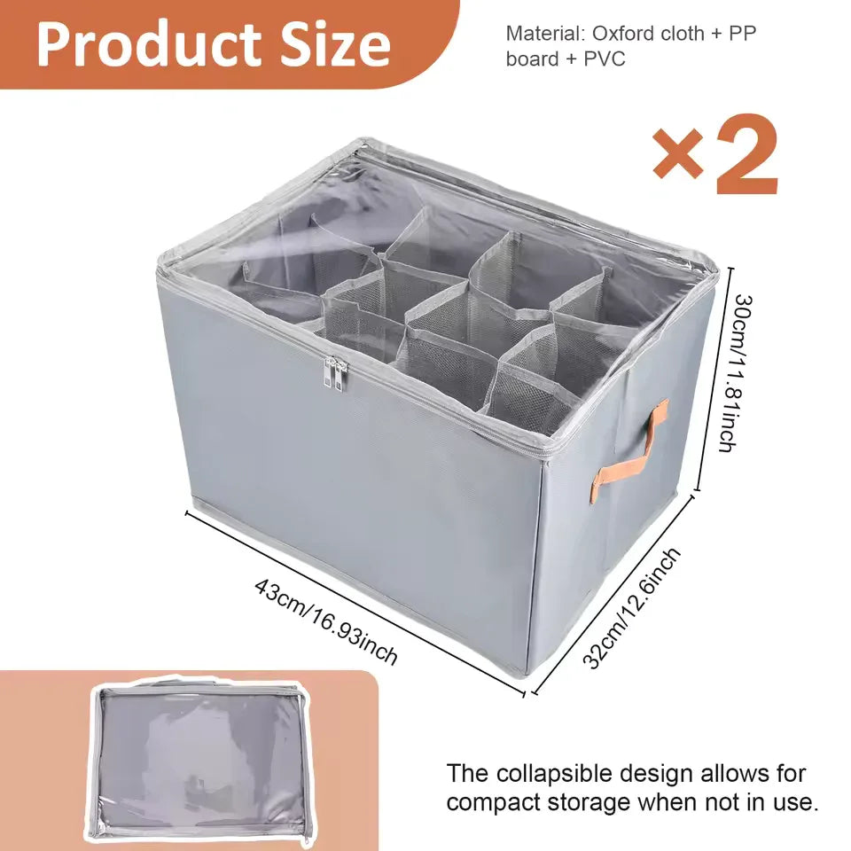 12-Compartment Foldable Shoe Storage Box – Dustproof Closet Organizer with Clear Lid