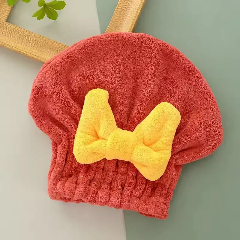 Soft Water-Absorbent Shower Cap with Stylish Bow