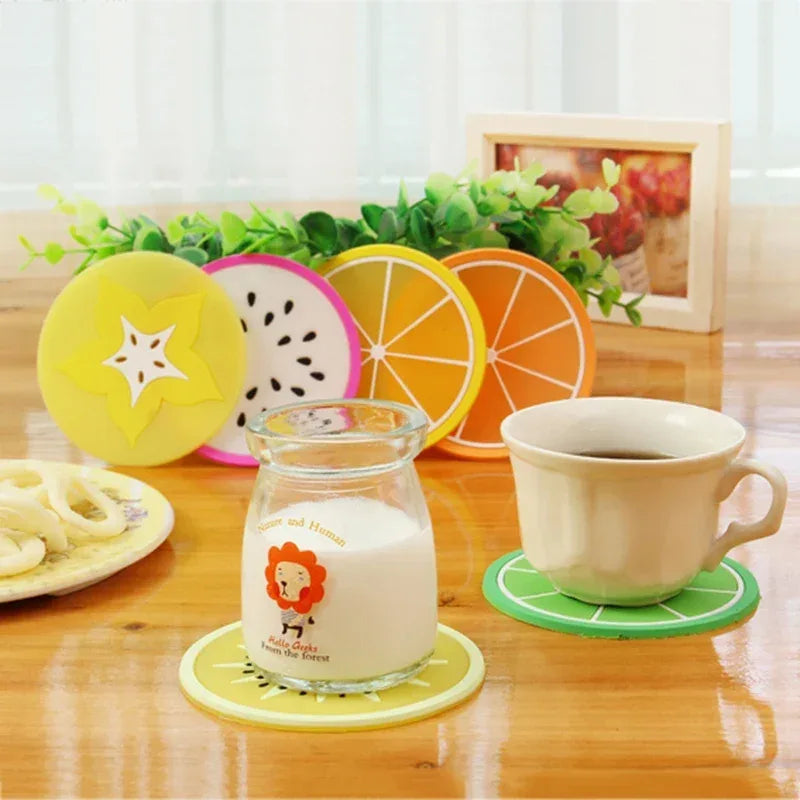 Fruit-Shaped Silicone Cup Mats – 6PCS Heat Resistant