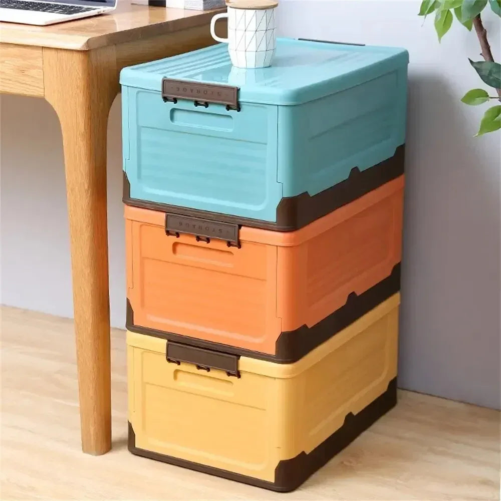 Foldable Plastic Storage Box with Lid – Large Capacity