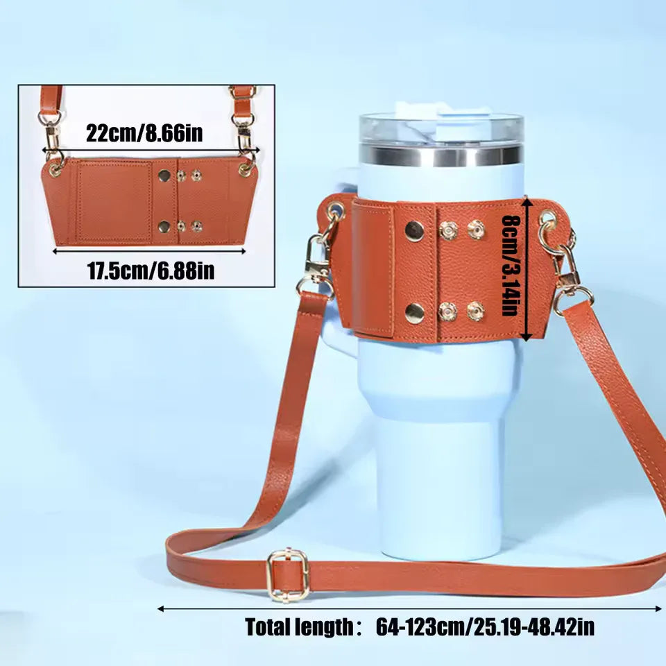 Water Tumbler Holder with Strap – 40oz PU Bottle Pouch (Random)
