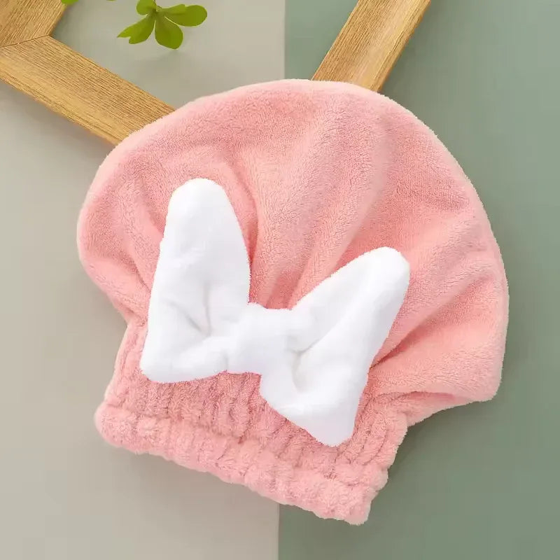 Soft Water-Absorbent Shower Cap with Stylish Bow