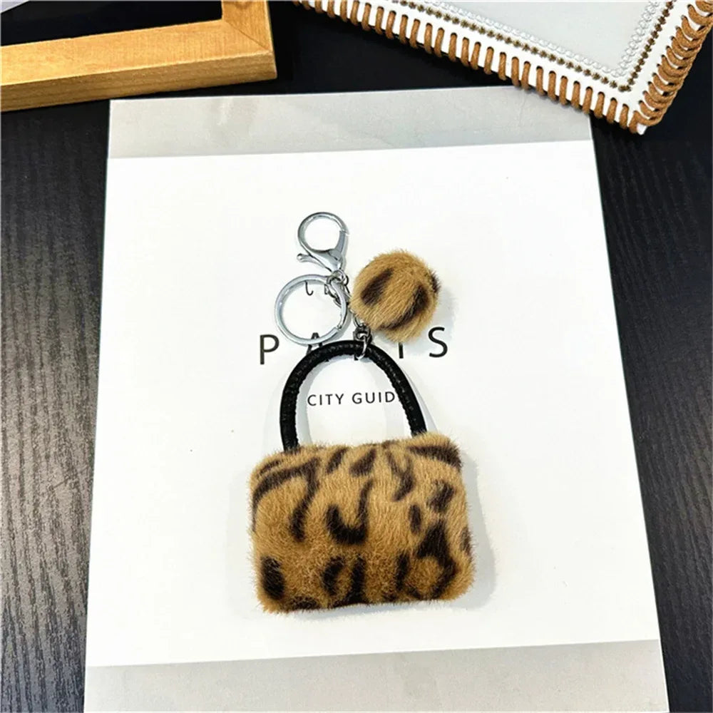 Leopard Plush Bag Pendant Keychain – Cute & Soft (Random Color)