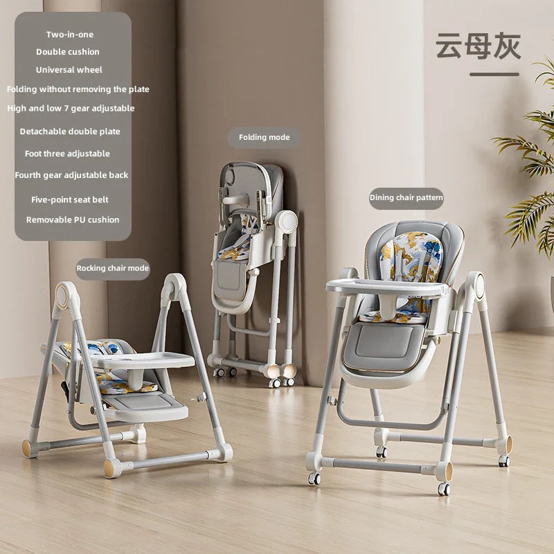 Foldable Baby Dining Chair with Rocking Seat