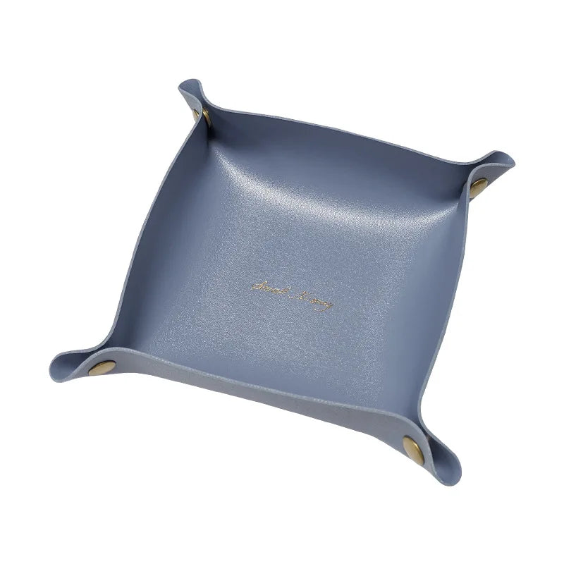 Nordic Leather Storage Tray – Folding Desk Organizer (Random color)