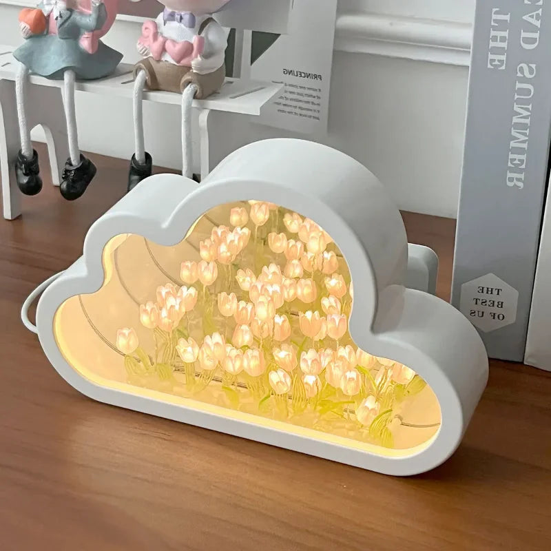 DIY Tulip Flower Sea Night Lamp - Cloud Mirror Atmosphere Light