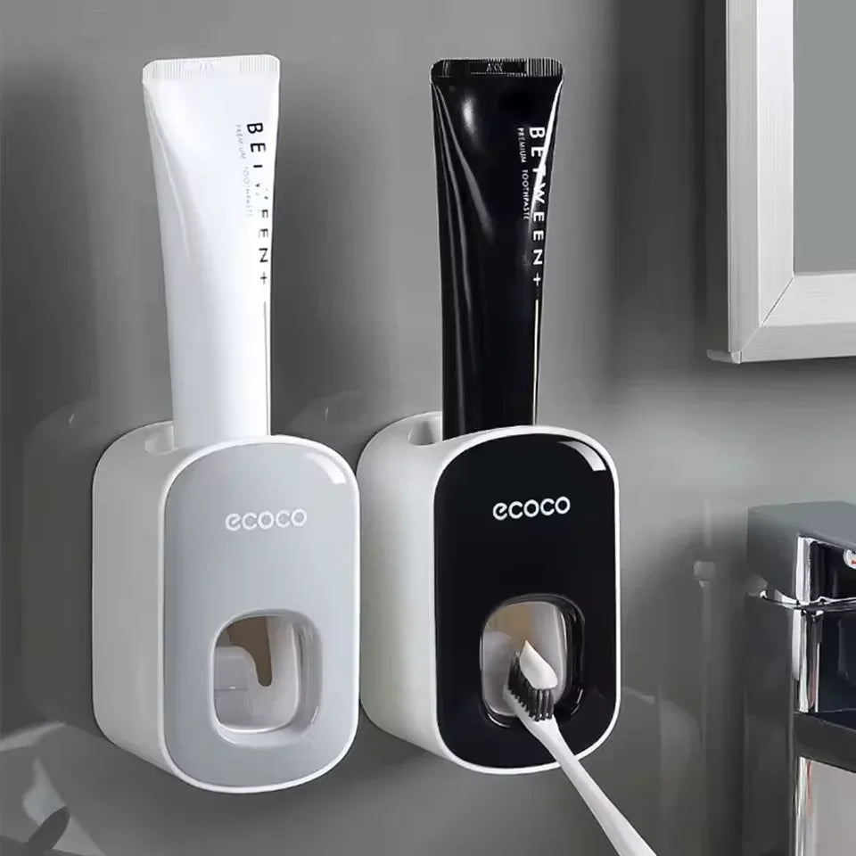 Wall-Mount Toothbrush Holder & Automatic Toothpaste Dispenser