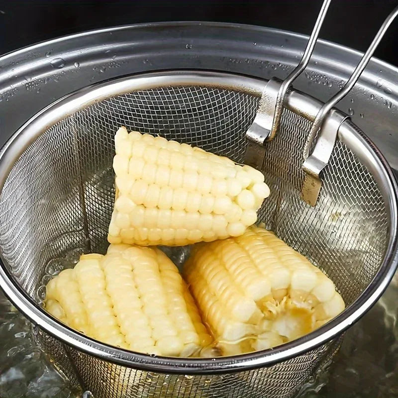Stainless Steel Frying Net & Noodle Spoon – Kitchen Essential