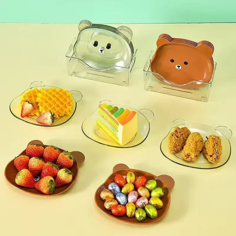 Creative Bear Snack & Fruit Dish Set – 8 Pcs Drop-Proof Tray