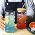 Clear Ripple Glass Cups with Straws – Juice & Cocktail Glasses