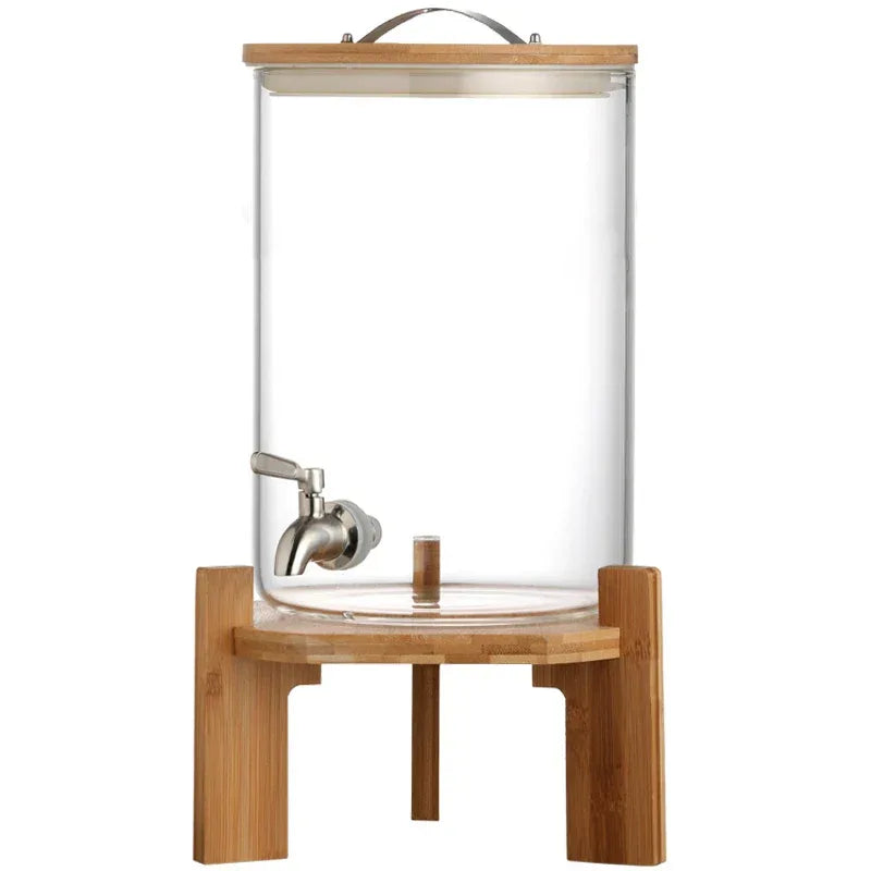 Luxury Glass Juice Container – Silver Wood Cap